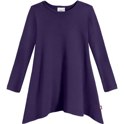 City Threads Kids'  Girls Long Sleeve Cotton Soft Jersey Shark Bite Tunic In Purple