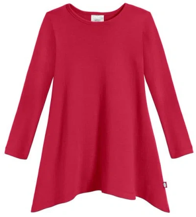 City Threads Babies'  Girls Long Sleeve Cotton Soft Jersey Shark Bite Tunic In Red