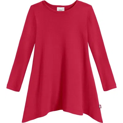 City Threads Kids'  Girls Long Sleeve Cotton Soft Jersey Shark Bite Tunic In Red