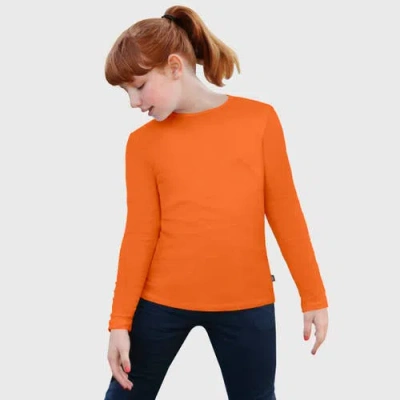 City Threads Kids'  Girls Long Sleeve Soft Cotton Jersey T-shirt In Orange