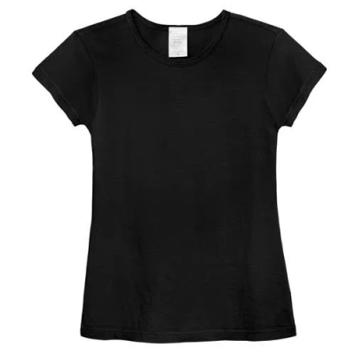 City Threads Babies'  Girls Organic Cotton Soft Jersey Cap Sleeve Crew Tee In Black