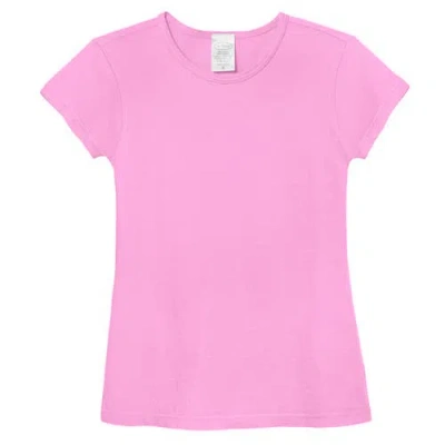 City Threads Kids'  Girls Organic Cotton Soft Jersey Cap Sleeve Crew Tee In Pink