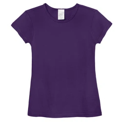 City Threads Kids'  Girls Organic Cotton Soft Jersey Cap Sleeve Crew Tee In Purple