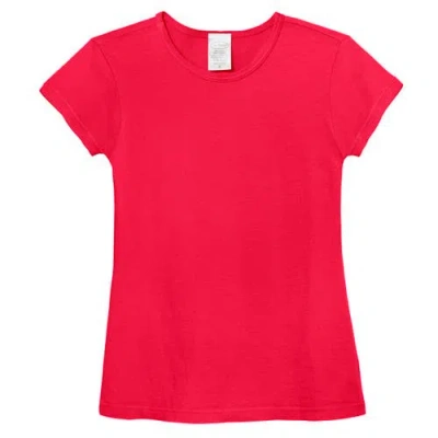 City Threads Babies'  Girls Organic Cotton Soft Jersey Cap Sleeve Crew Tee In Red