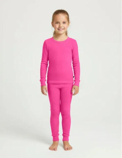 City Threads Babies'  Girls Soft & Cozy Thermal Long Johns 2-piece Set In Pink
