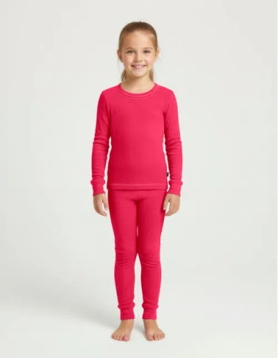 City Threads Babies'  Girls Soft & Cozy Thermal Long Johns 2-piece Set In Red