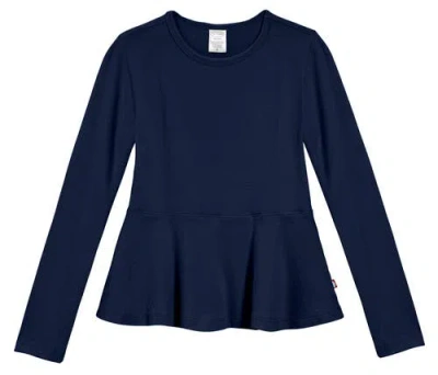 City Threads Kids'  Girls Soft Cotton Long Sleeve Peplum Tee In Blue