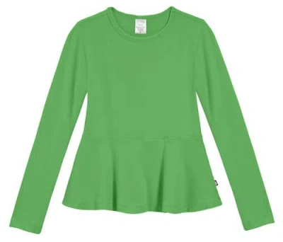 City Threads Kids'  Girls Soft Cotton Long Sleeve Peplum Tee In Green