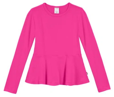City Threads Kids'  Girls Soft Cotton Long Sleeve Peplum Tee In Pink