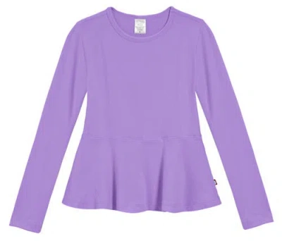 City Threads Kids'  Girls Soft Cotton Long Sleeve Peplum Tee In Purple