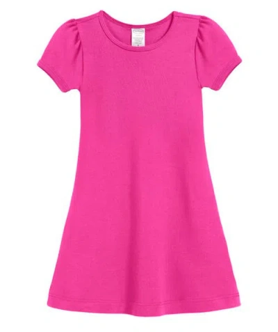 City Threads Kids'  Girls Soft Cotton Puff Short Sleeve Dress In Pink