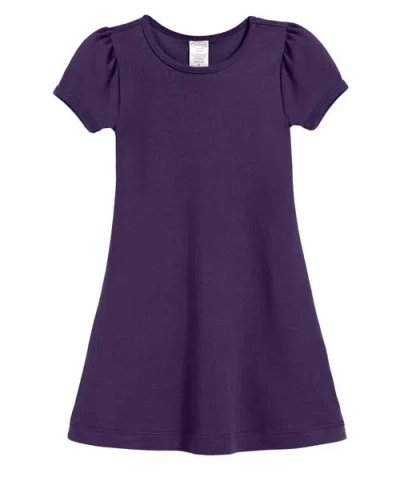 City Threads Kids'  Girls Soft Cotton Puff Short Sleeve Dress In Purple