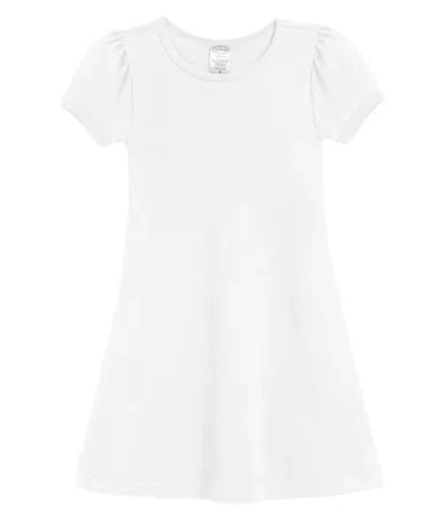 City Threads Kids'  Girls Soft Cotton Puff Short Sleeve Dress In White