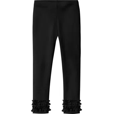 City Threads Kids'  Girls Soft Cotton Ruffle Leggings In Black