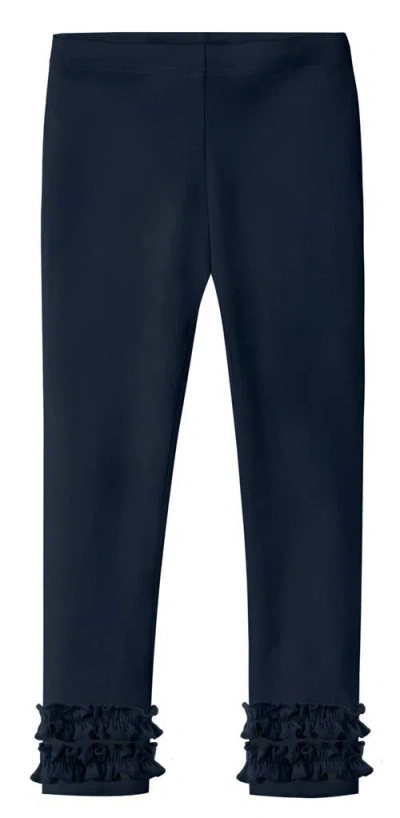 City Threads Babies'  Girls Soft Cotton Ruffle Leggings In Blue