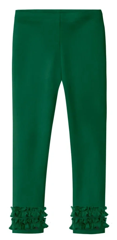 City Threads Babies'  Girls Soft Cotton Ruffle Leggings In Green