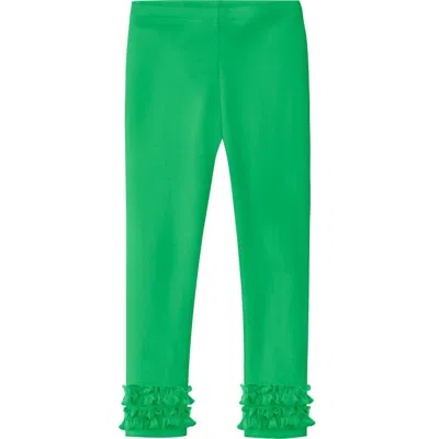 City Threads Kids'  Girls Soft Cotton Ruffle Leggings In Green