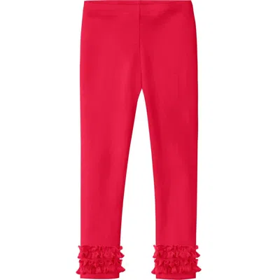 City Threads Kids'  Girls Soft Cotton Ruffle Leggings In Red