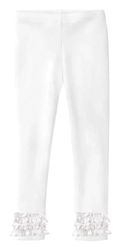 City Threads Babies'  Girls Soft Cotton Ruffle Leggings In White
