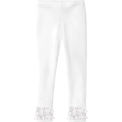 City Threads Kids'  Girls Soft Cotton Ruffle Leggings In White