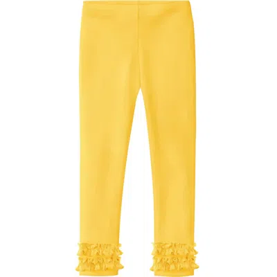 City Threads Kids'  Girls Soft Cotton Ruffle Leggings In Yellow