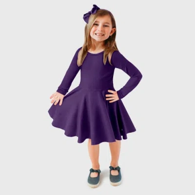 City Threads Babies'  Girls Soft Jersey 100% Cotton Long Sleeve Skater Twirly Dress In Purple
