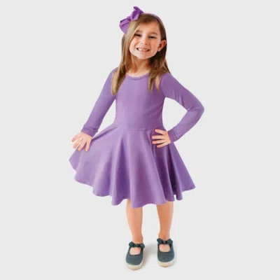 City Threads Babies'  Girls Soft Jersey 100% Cotton Long Sleeve Skater Twirly Dress In Purple