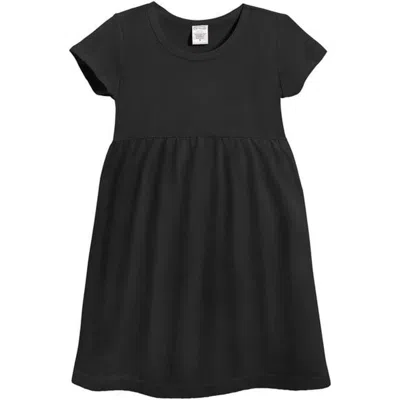City Threads Kids'  Girls Soft Organic Cotton Empire Short Sleeve Sundress In Black