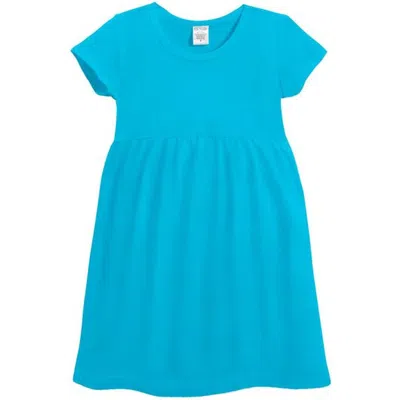 City Threads Babies'  Girls Soft Organic Cotton Empire Short Sleeve Sundress In Blue