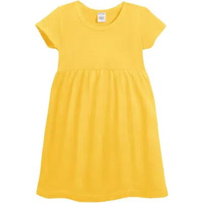 City Threads Kids'  Girls Soft Organic Cotton Empire Short Sleeve Sundress In Yellow