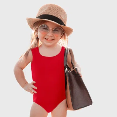 City Threads Kids'  Girls Upf 50+ Nylon/spandex Blend One-piece Swimsuit In Red
