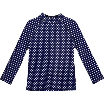 City Threads Babies'  Girls Upf 50+ Printed Long Sleeve Rashguard Tee In Blue