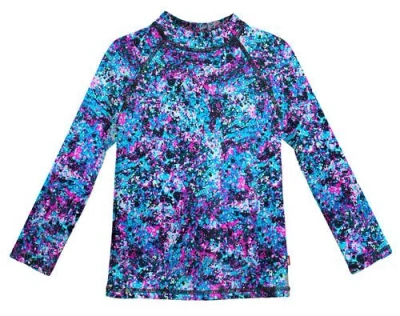 City Threads Kids'  Girls Upf 50+ Printed Long Sleeve Rashguard Tee In Blue