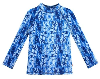 City Threads Kids'  Girls Upf 50+ Printed Long Sleeve Rashguard Tee In Blue