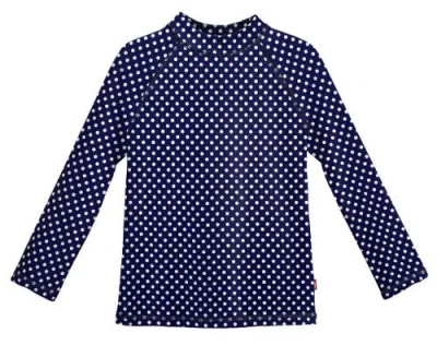 City Threads Kids'  Girls Upf 50+ Printed Long Sleeve Rashguard Tee In Blue
