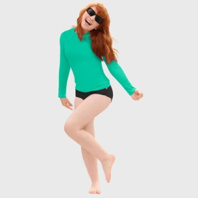 City Threads Kids'  Girls Upf 50+ Printed Long Sleeve Rashguard Tee In Green