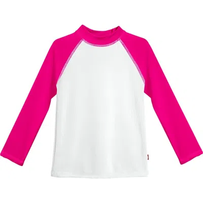 City Threads Babies'  Girls Upf 50+ Printed Long Sleeve Rashguard Tee In Pink