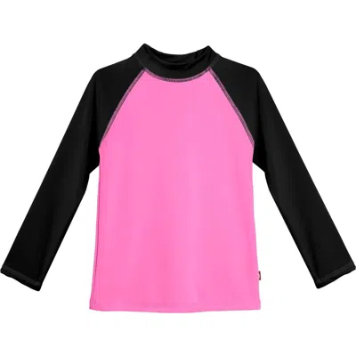 City Threads Babies'  Girls Upf 50+ Printed Long Sleeve Rashguard Tee In Pink