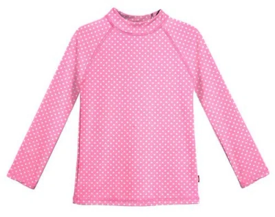 City Threads Kids'  Girls Upf 50+ Printed Long Sleeve Rashguard Tee In Pink