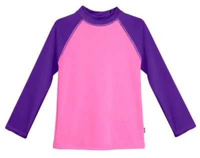 City Threads Kids'  Girls Upf 50+ Printed Long Sleeve Rashguard Tee In Pink