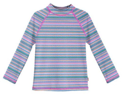 City Threads Kids'  Girls Upf 50+ Printed Long Sleeve Rashguard Tee In Purple