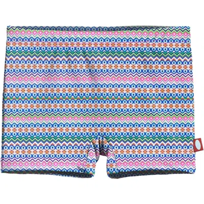 City Threads Kids'  Girls Upf 50+ Printed Swim Boy Shorts In Multi