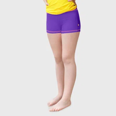 City Threads Kids'  Girls Upf 50+ Printed Swim Boy Shorts In Purple