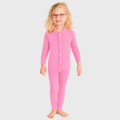 City Threads Kids' Soft & Cozy Thermal One-piece Union Christmas Outfit Suit In Pink