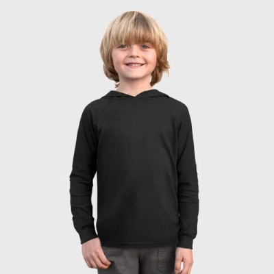 City Threads Kids'  Medium-weight 100% Cotton Long Sleeve Hooded Tee With Cuffs In Black