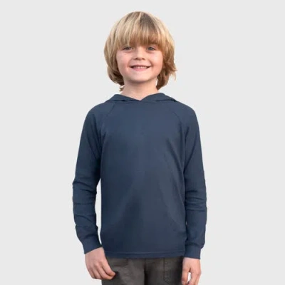 City Threads Kids'  Medium-weight 100% Cotton Long Sleeve Hooded Tee With Cuffs In Blue