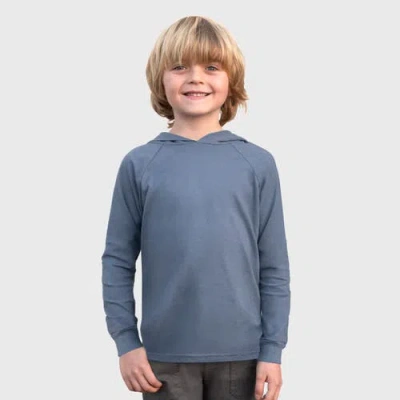 City Threads Kids'  Medium-weight 100% Cotton Long Sleeve Hooded Tee With Cuffs In Blue