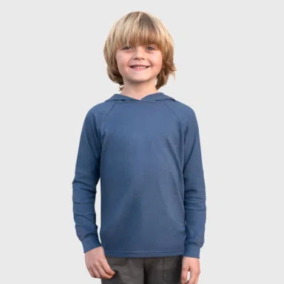 City Threads Kids'  Medium-weight 100% Cotton Long Sleeve Hooded Tee With Cuffs In Blue