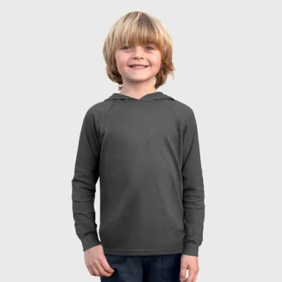 City Threads Kids'  Medium-weight 100% Cotton Long Sleeve Hooded Tee With Cuffs In Gray