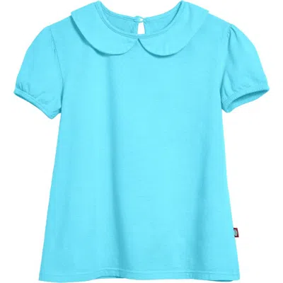 City Threads Kids'  Soft Cotton Jersey Peter Pan Collar Short Sleeve Puff Tee In Blue